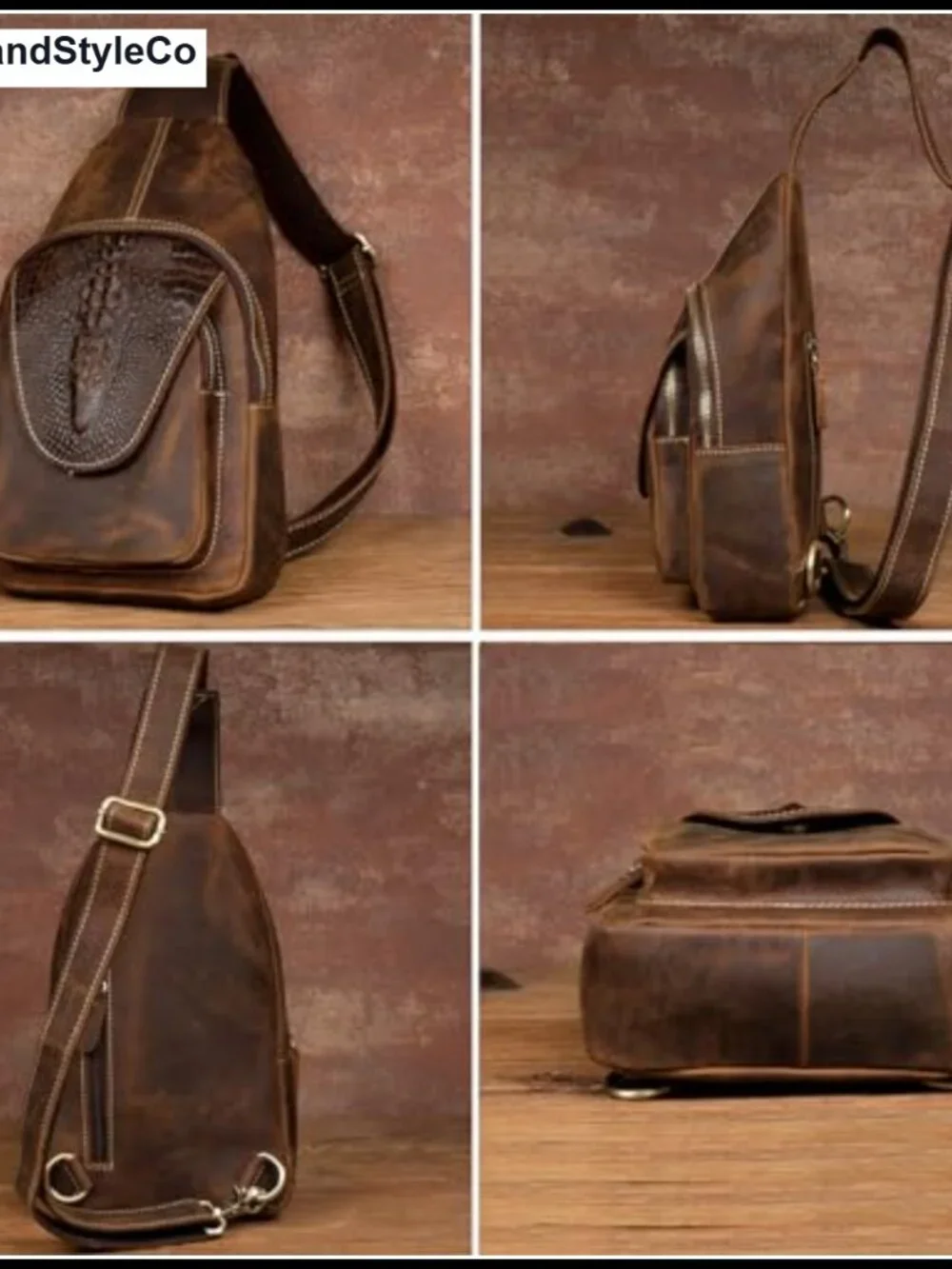 Genuine Leather Sling Bag Men Women Crossbody Chest Backpack Shoulder Casual